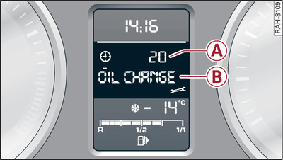 Instrument cluster: Example of a menu displaying information about the next service